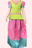 Pattu Pavadai Green And Pink Bottom