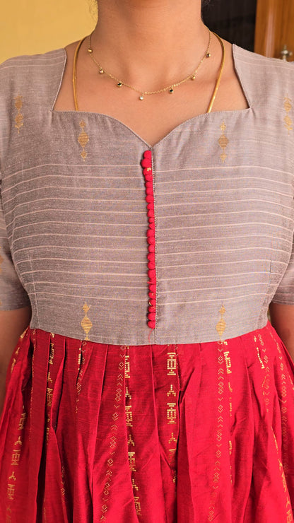 Premium Raw Silk Festive Maxi with Lining Non Feeding Only