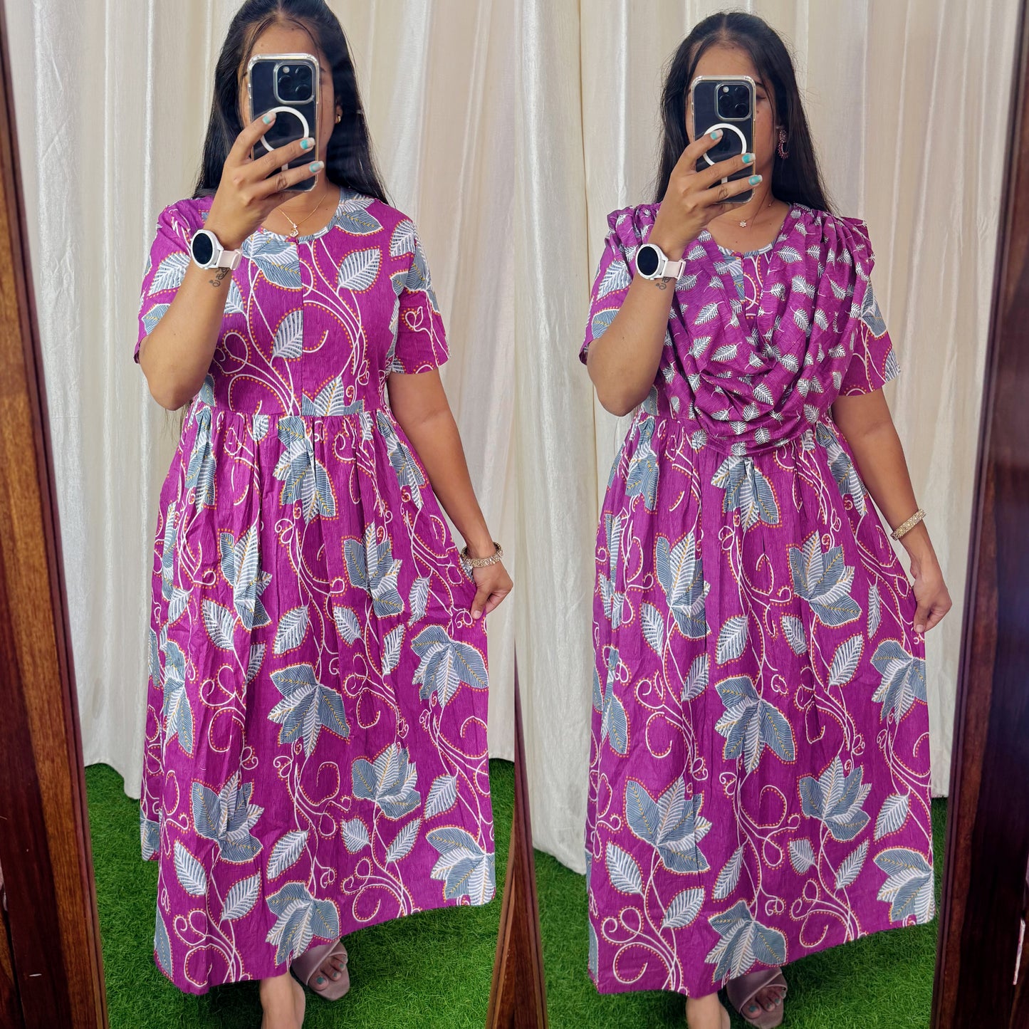 2 in 1 Cotton Maxi with Detachable Duppata ( Centre zip and Lining attached) FC0015