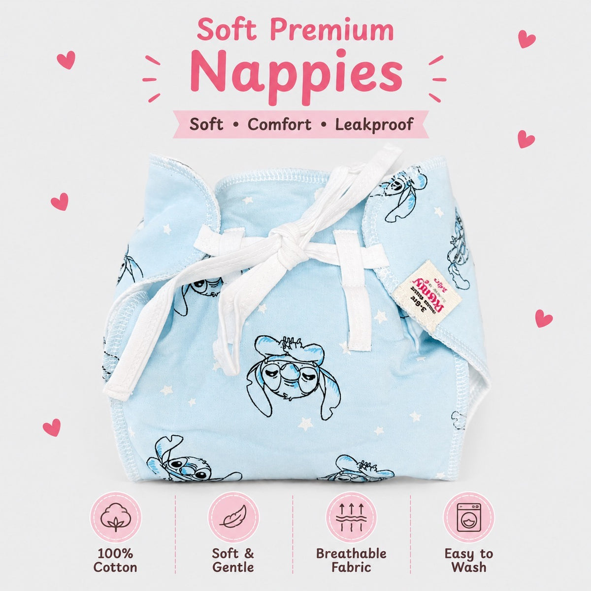 Reusable PaddedNappies for Babies(Pack of 3) Print will Vary