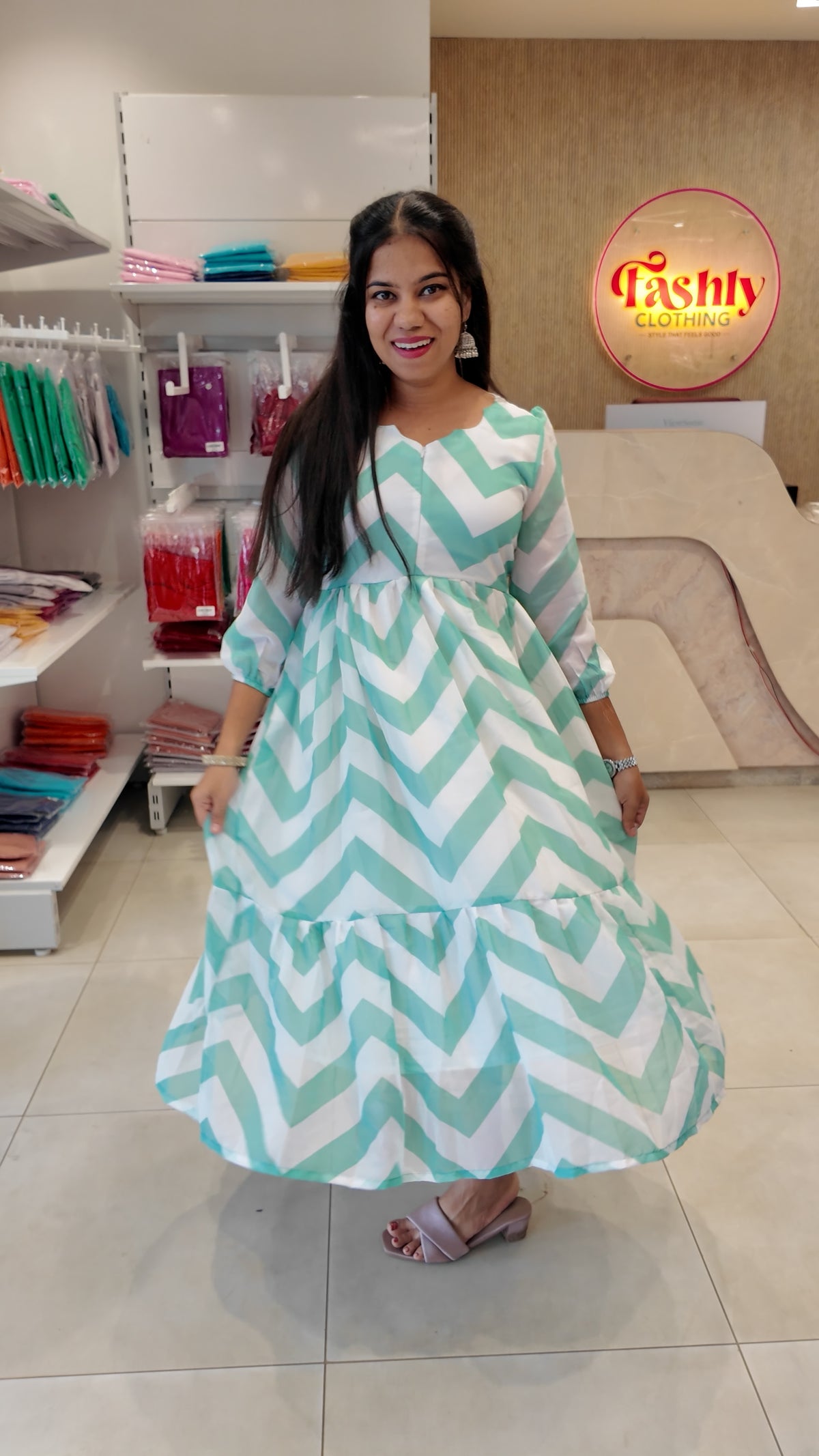 Centre Zip Georgette Maxi With Lining