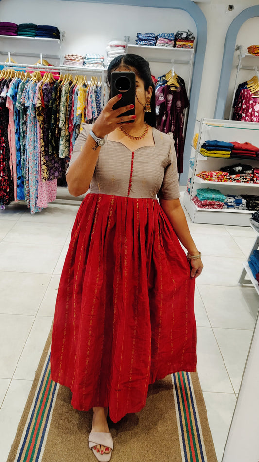 Premium Raw Silk Festive Maxi with Lining Non Feeding Only