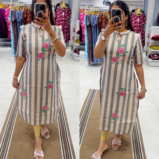 Premium Digital Printed Kurti (With Lining) Non-Feeding