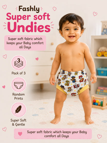 Reusable Padded Undies for Babies
(Pack of 3) Print will Vary