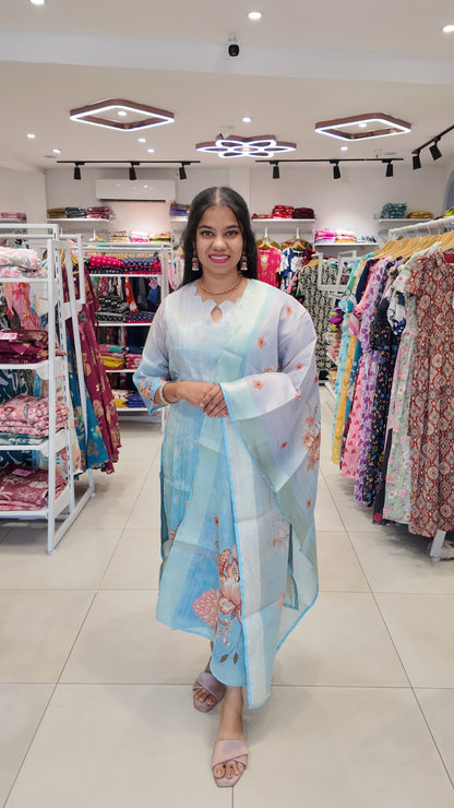 Feeding Premium Tissue Digital Printed  Kurti and Dupatta Set FC0127
