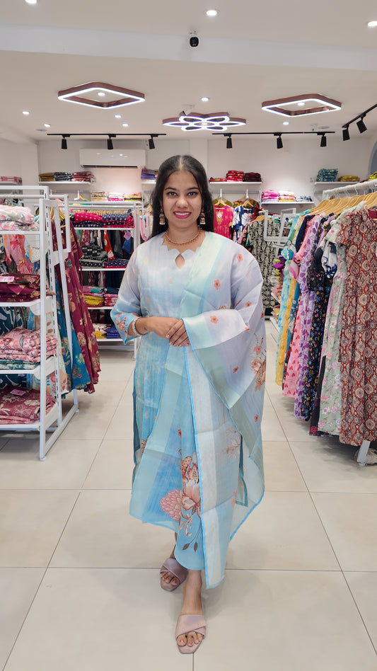 Feeding Premium Tissue Digital Printed  Kurti and Dupatta Set FC0127