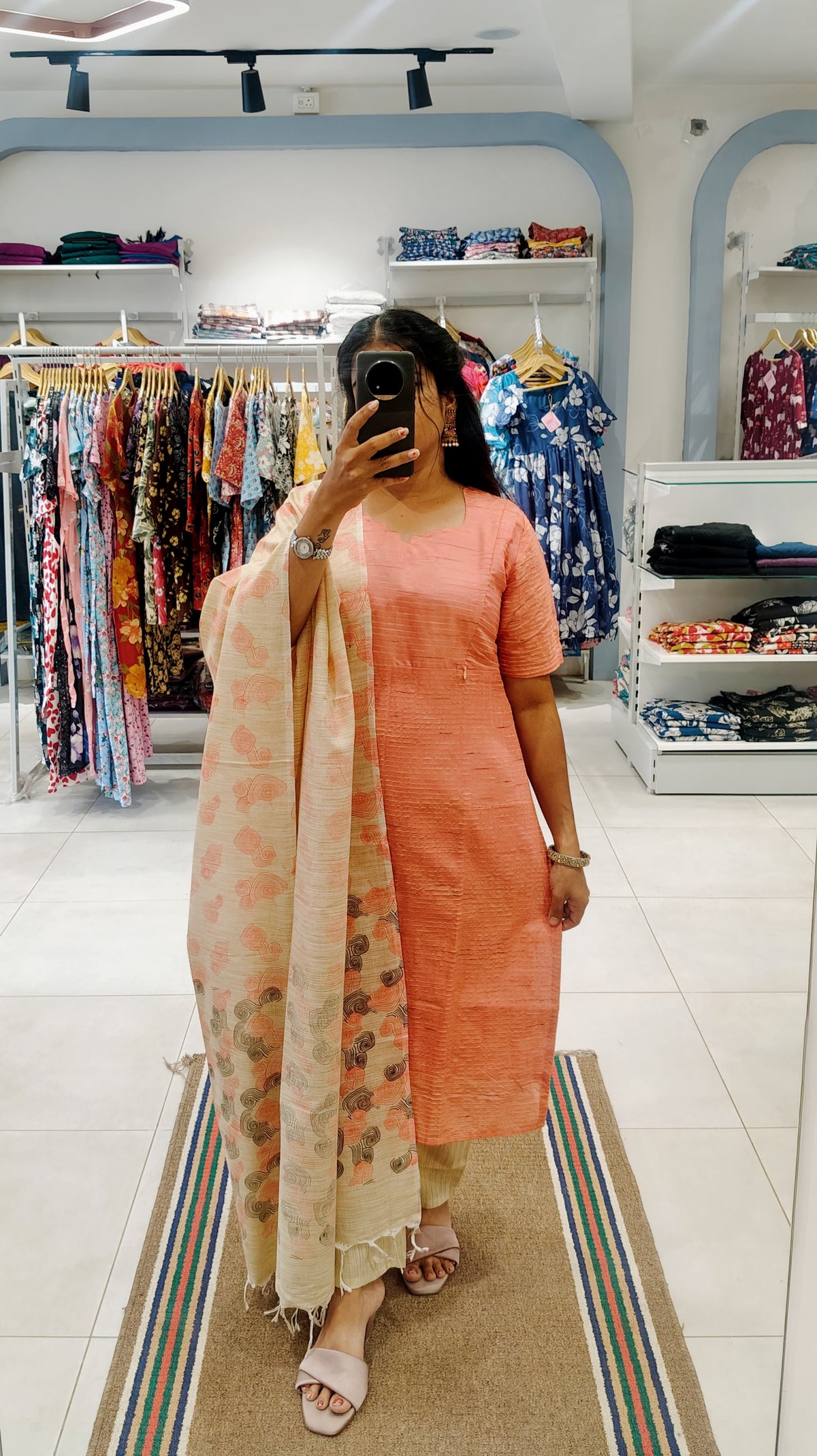 Premium Silk Cotton Salwar Set-(Top,Bottom,Duppatta)- Feeding (With lining)