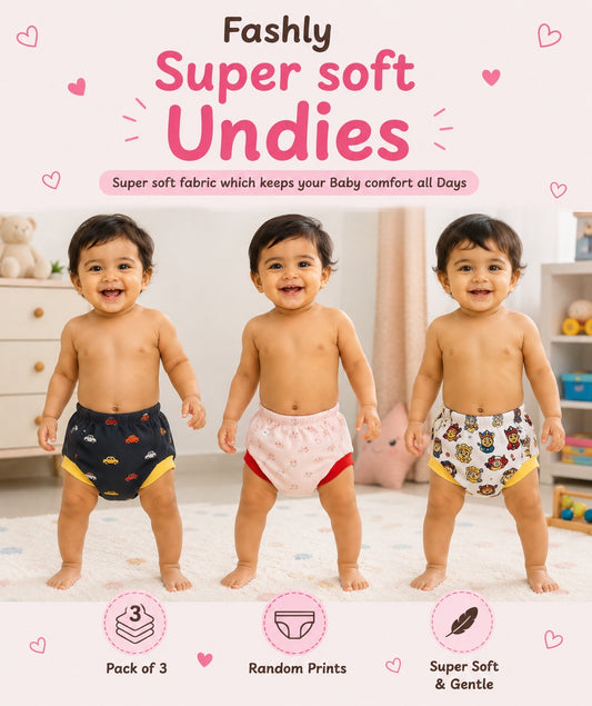 Reusable Padded Undies for Babies
(Pack of 3) Print will Vary