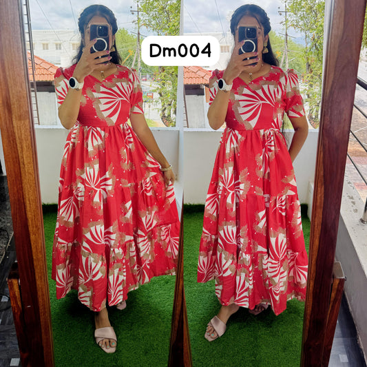 DM004 Feeding/Non Feeding Premium 3 tier Delta crepe Maxi ( with Lining )
