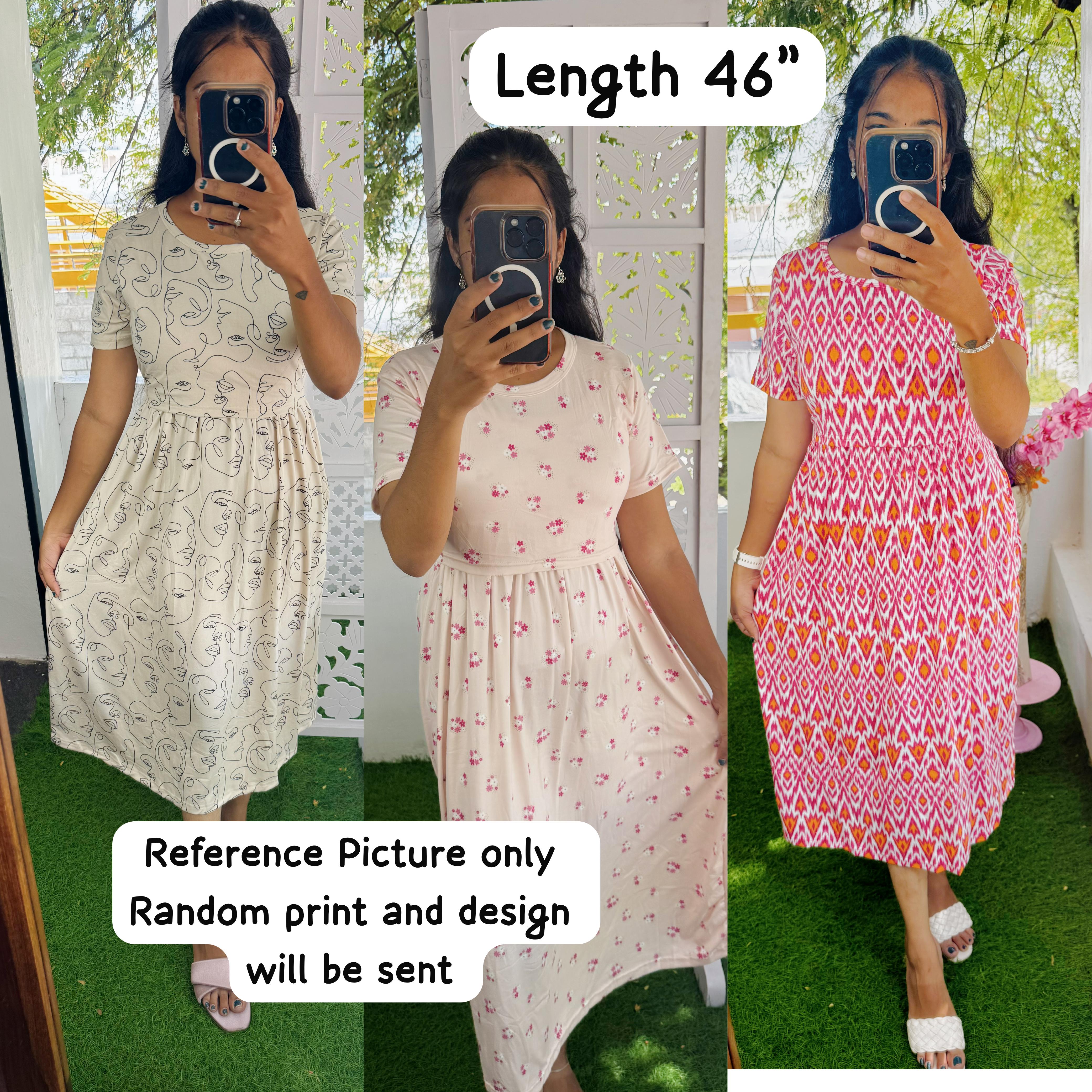 Zipless maternity/feeding Loungewear Maxi Buy 3 @999 Free Ship( Random Prints) Length 46" No selection