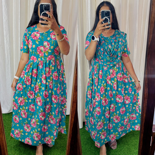 2 in 1 Cotton Maxi with Detachable Duppata ( Centre zip and Lining attached) FC0014