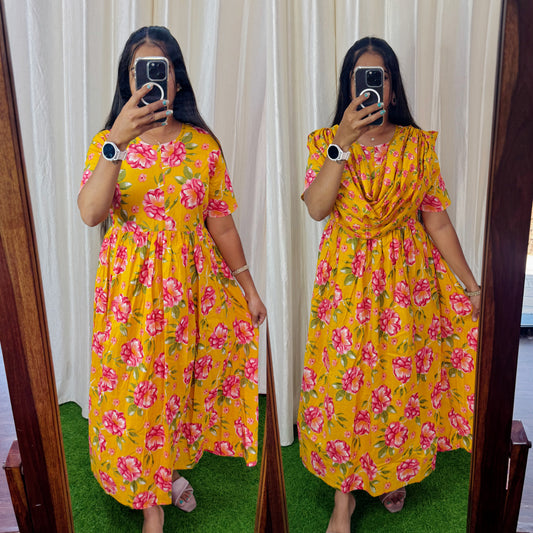 2 in 1 Cotton Maxi with Detachable Duppata ( Centre zip and Lining attached) FC0013