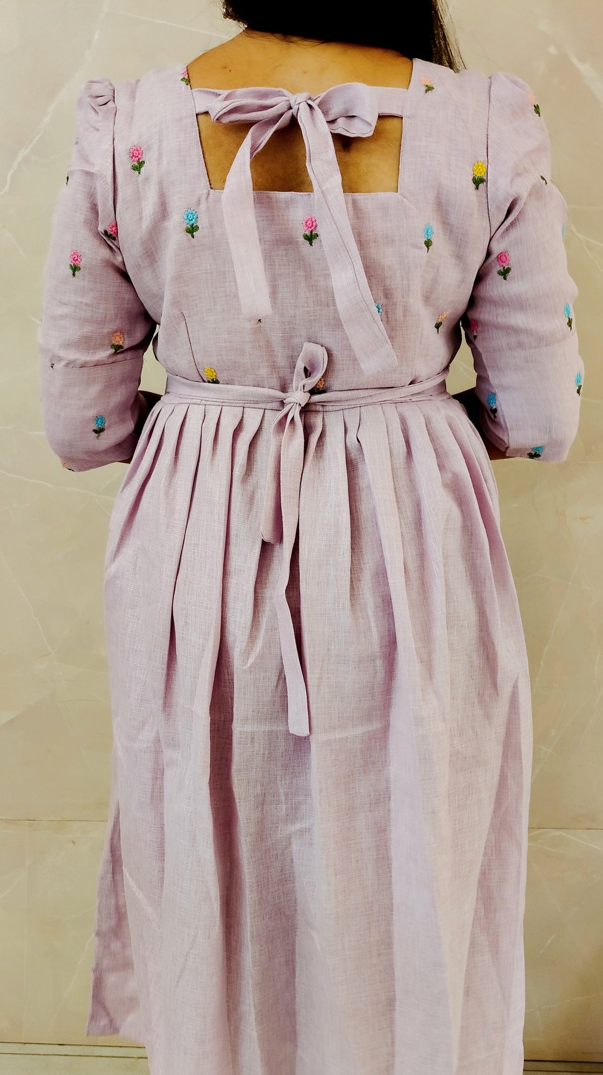 Premium Linen-Cotton Embroidery Maxi ( with cotton Lining ) [Exclusive Non-Feeding]