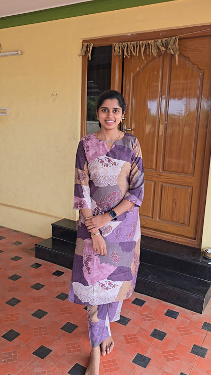 Premium Vatican Cotton Printed Coord Set (Without Lining)-College/Office wear