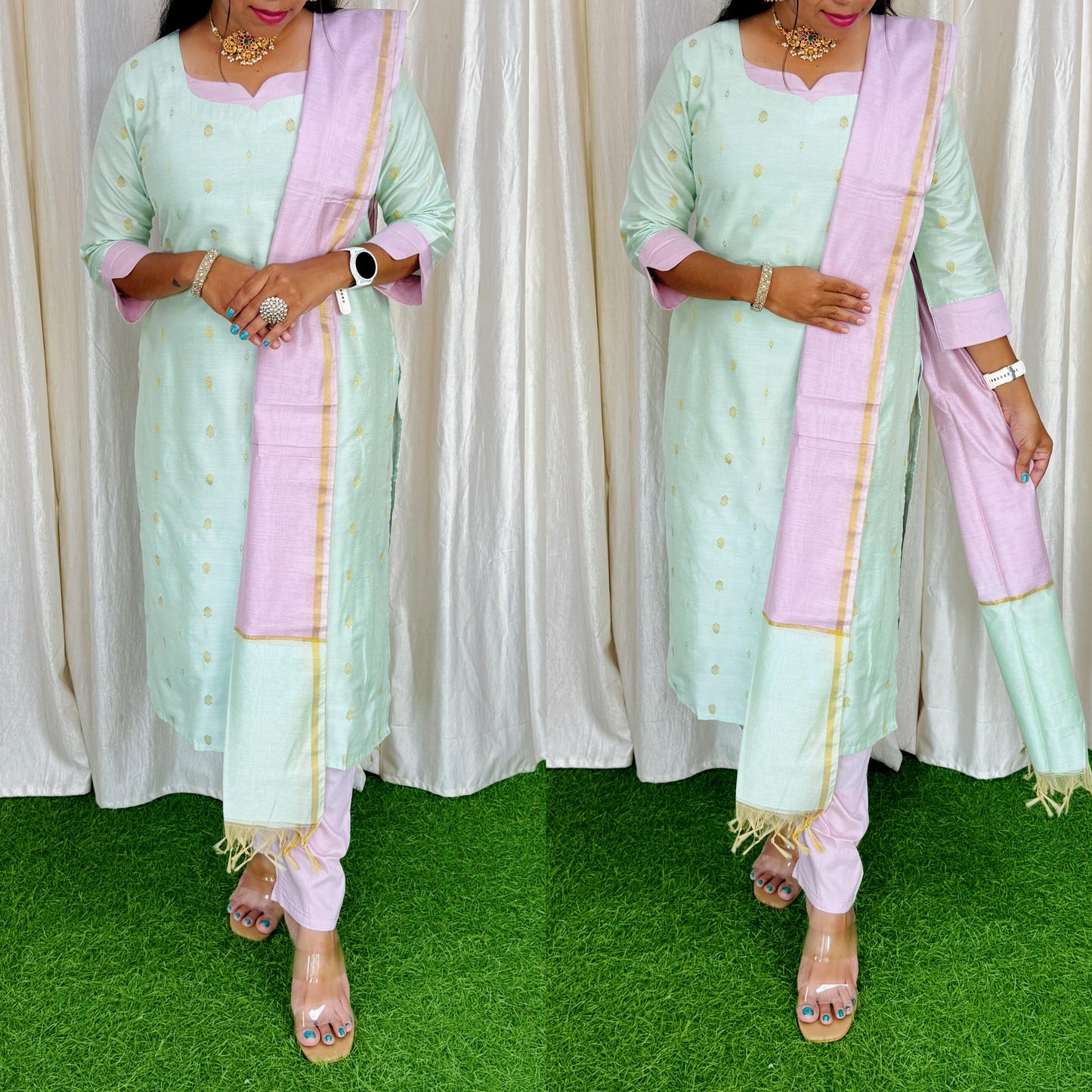 Premium Raw Silk Salwar Set-(Top,Bottom,Duppatta)-Non Feeding Only