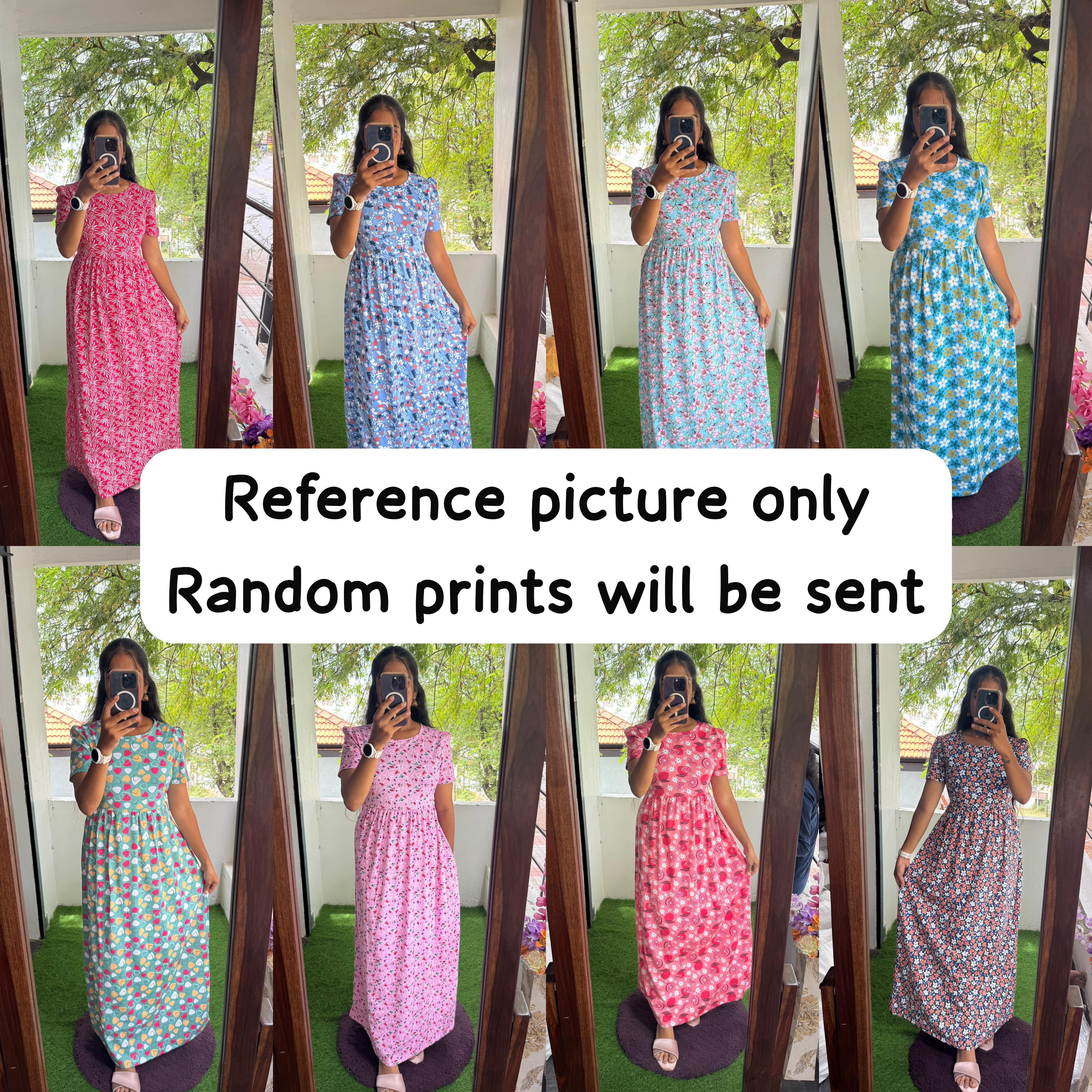 Non Feeding Loungewear Maxi Buy 3 @999 Free Ship( Random Prints) Length 50" No selection