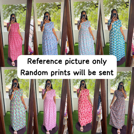 Non Feeding Loungewear Maxi Buy 3 @999 Free Ship( Random Prints) Length 50" No selection