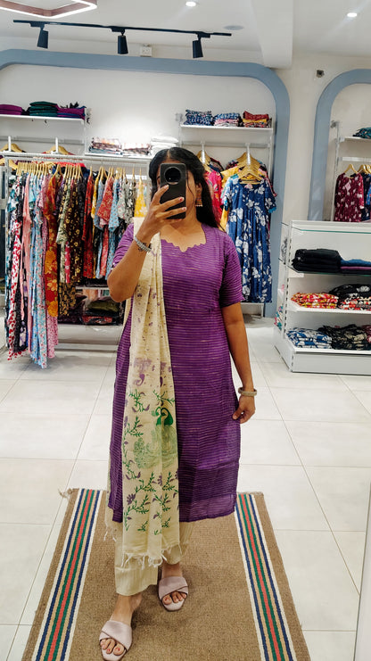 Premium Silk Cotton Salwar Set-(Top,Bottom,Duppatta)- Feeding (With lining)