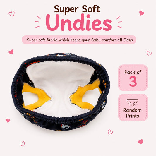 Reusable Padded Undies for Babies
(Pack of 3) Print will Vary