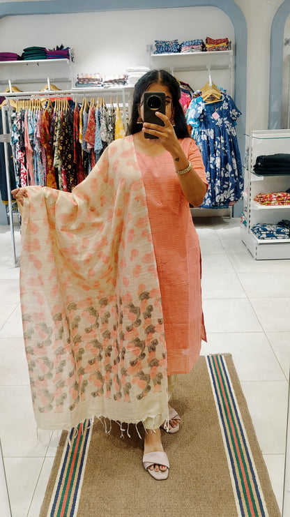 Premium Silk Cotton Salwar Set-(Top,Bottom,Duppatta)- Feeding (With lining)