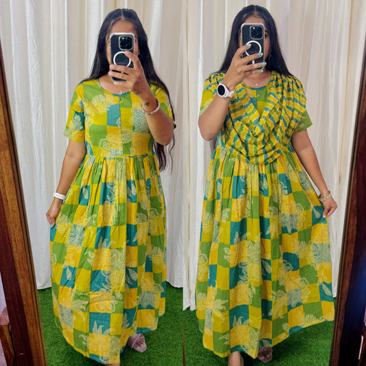 2 in 1 Cotton Maxi with Detachable Duppata ( Centre zip and Lining attached) FC0011