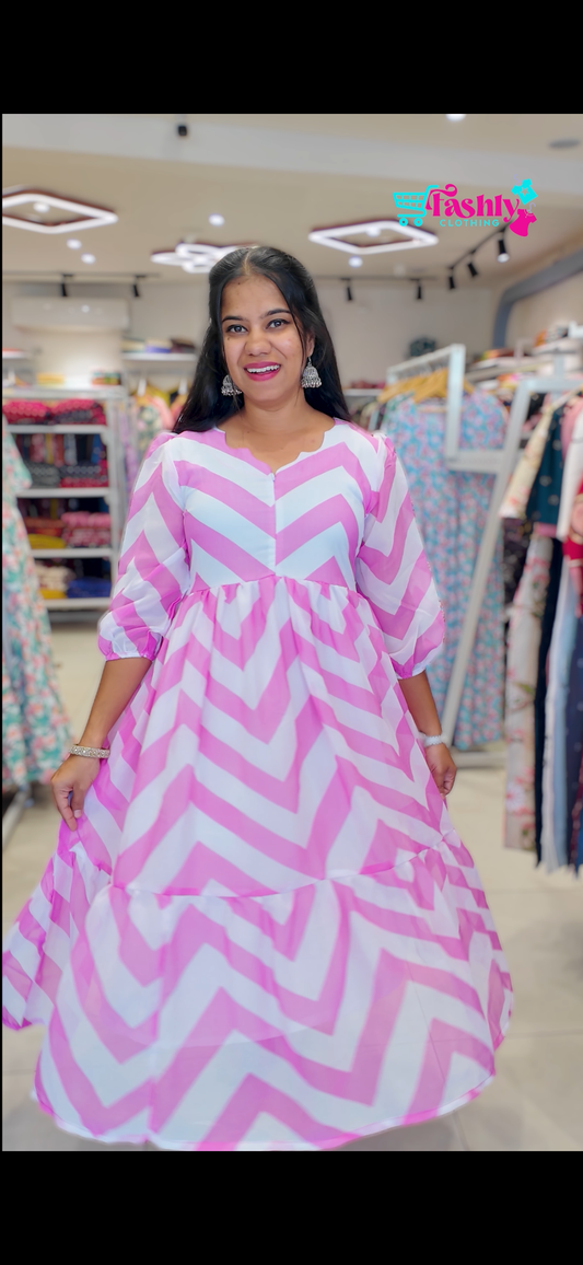 Centre Zip Georgette Maxi With Lining