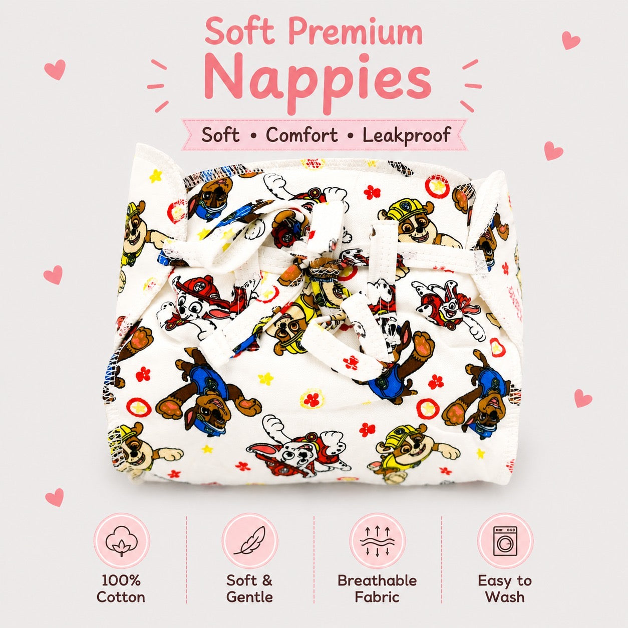 Reusable PaddedNappies for Babies(Pack of 3) Print will Vary