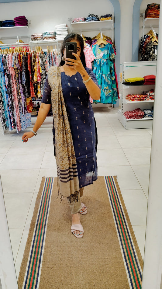 Premium Raw Silk Salwar Set-(Top,Bottom,Duppatta)- Feeding (With lining)