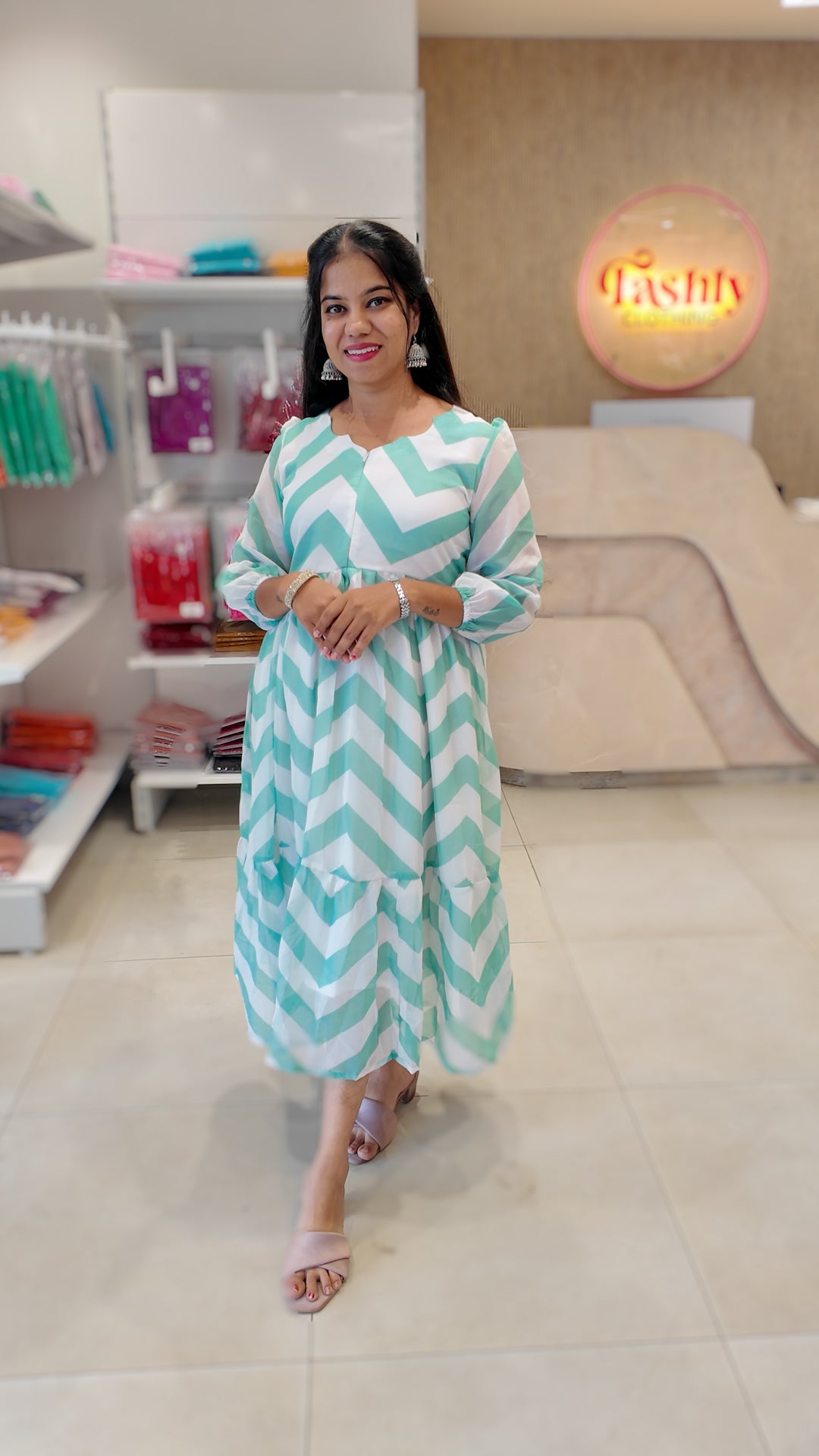 Centre Zip Georgette Maxi With Lining