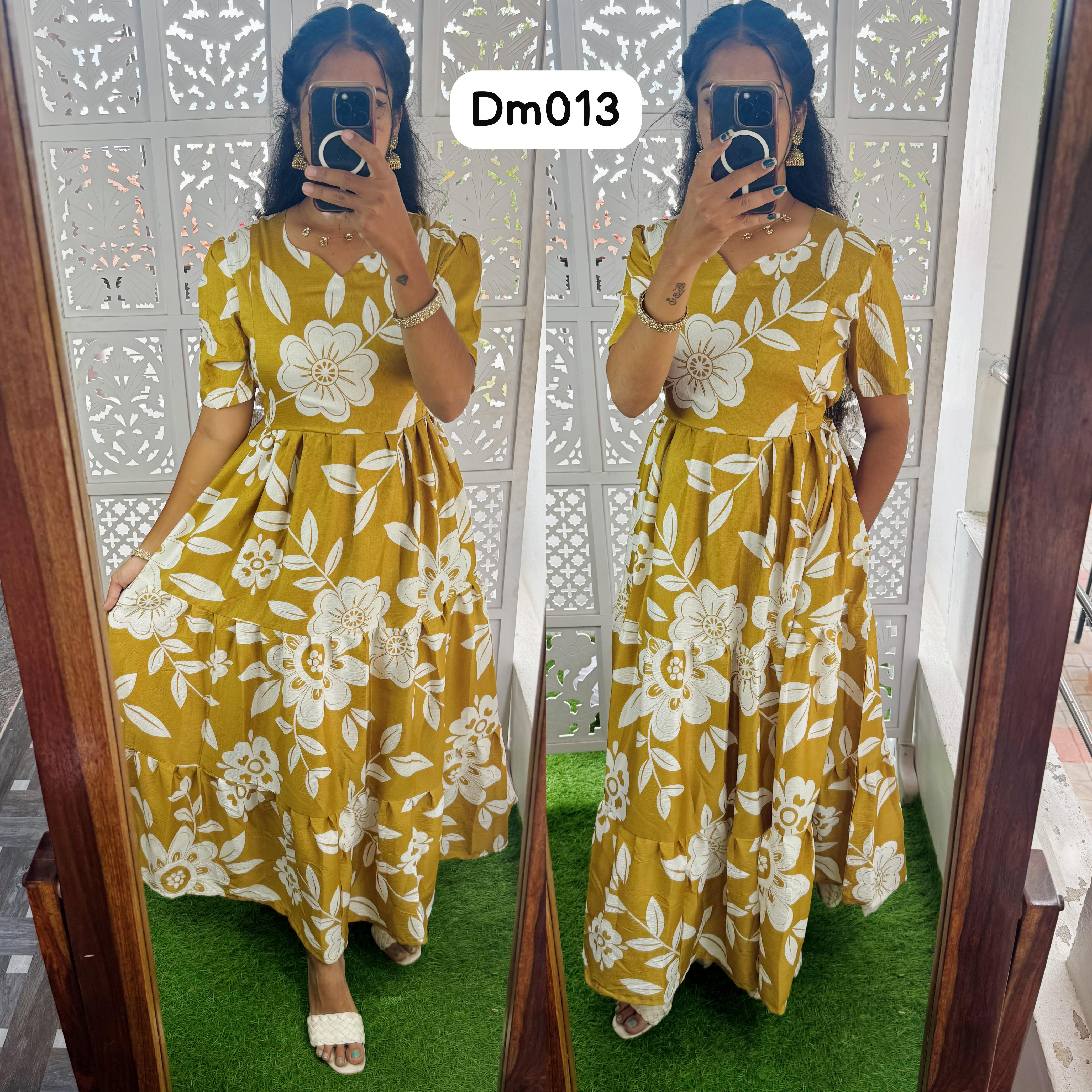 DM013 Feeding/Non Feeding Premium 3 tier Delta crepe Maxi ( with Lining)