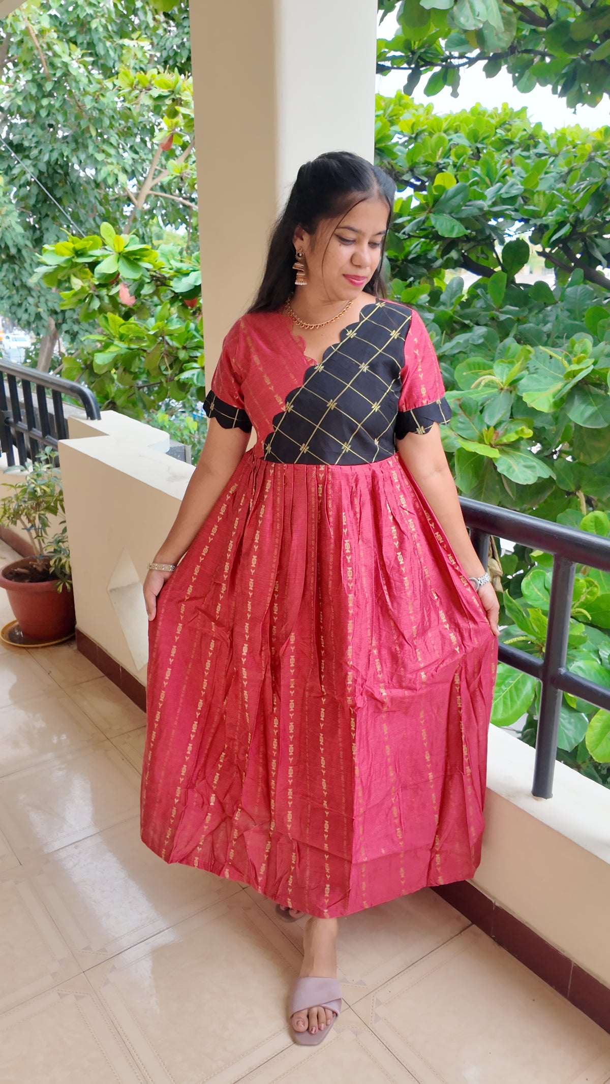 Premium Raw Silk Festive Maxi with Lining Non Feeding Only