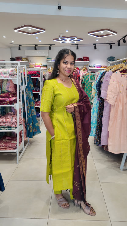Premium Raw Silk Salwar Set-(Top,Bottom,Duppatta)-Non Feeding Only