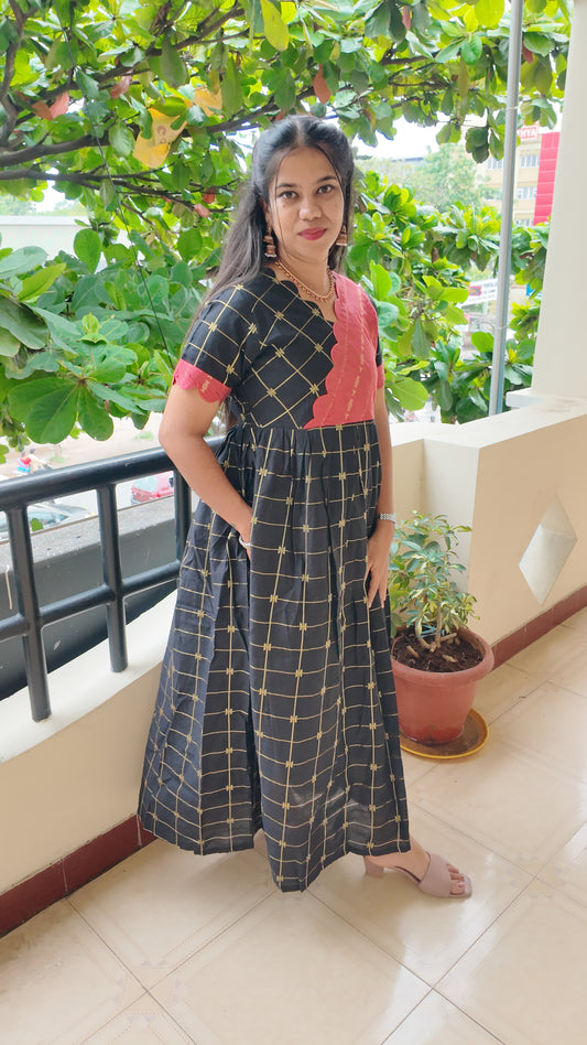 Premium Raw Silk Festive Maxi with Lining Non Feeding Only