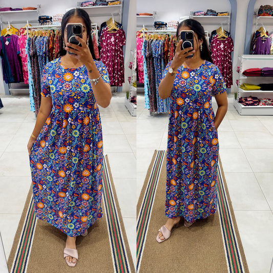 FLR051 Zipless maternity/feeding Loungewear Maxi Pull up Model | Buy 3@1200+ship