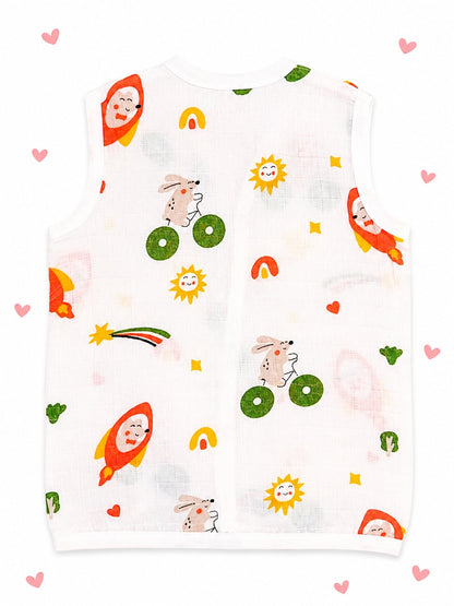 White Printed Muslin Jablas (Pack of 5 | Pack of 10)