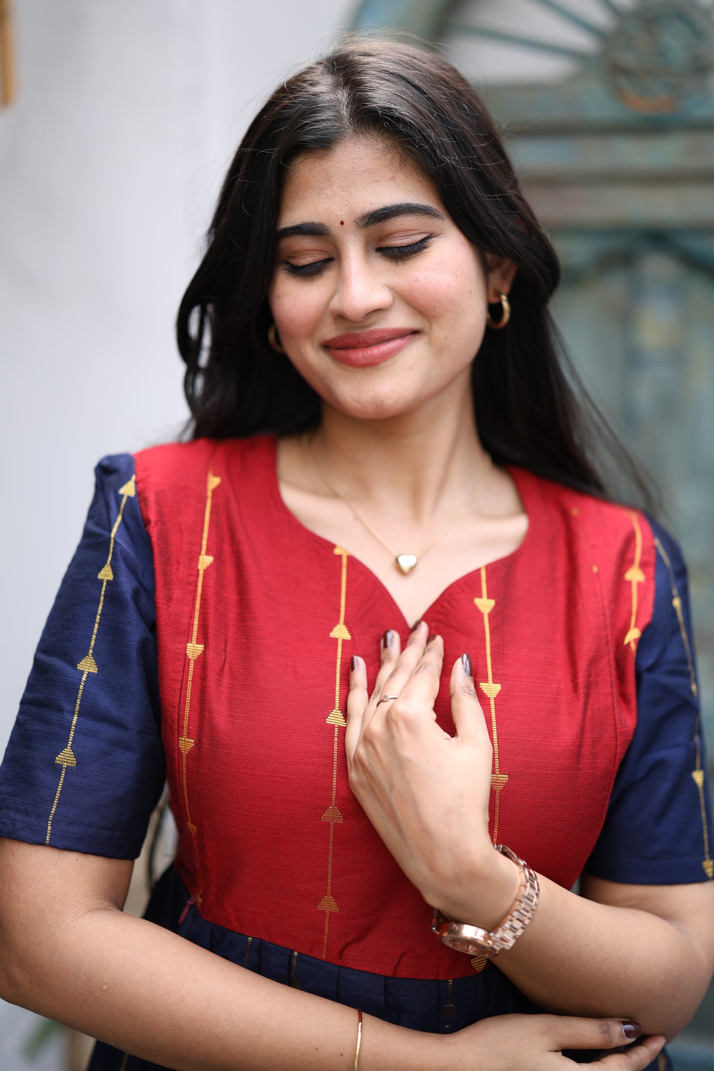 Premium Ethnic Raw Silk Butta Maxi-Feeding(With Lining)FC0021