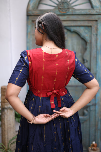 Premium Ethnic Raw Silk Butta Maxi-Feeding(With Lining)FC0021