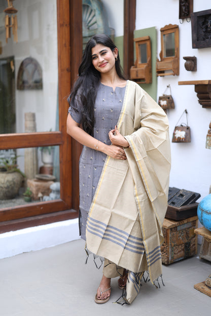 Premium Raw Silk Printed Salwar Set-(Top,Bottom,Duppatta)- Feeding FC0298