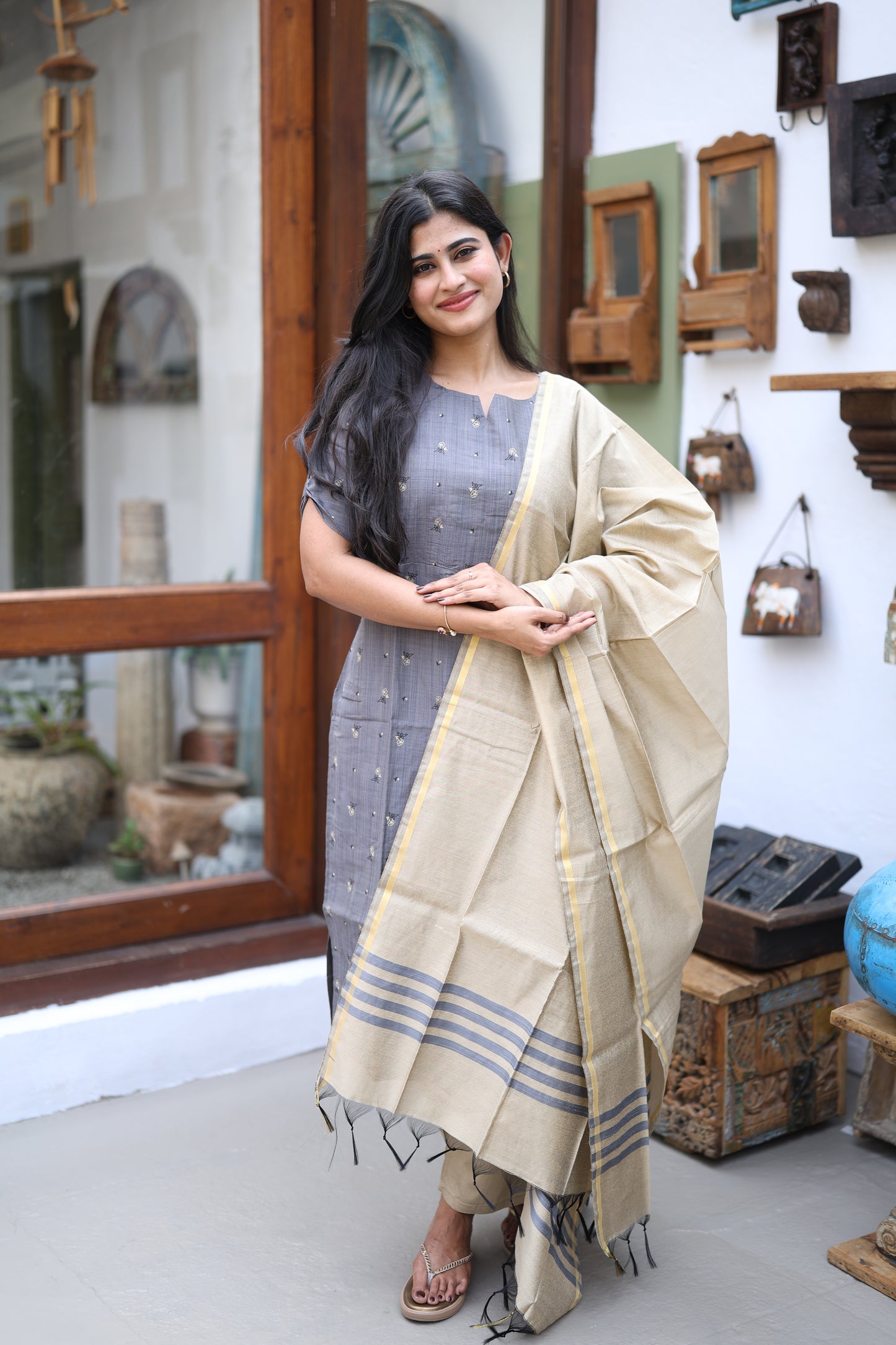 Premium Raw Silk Printed Salwar Set-(Top,Bottom,Duppatta)- Feeding FC0298