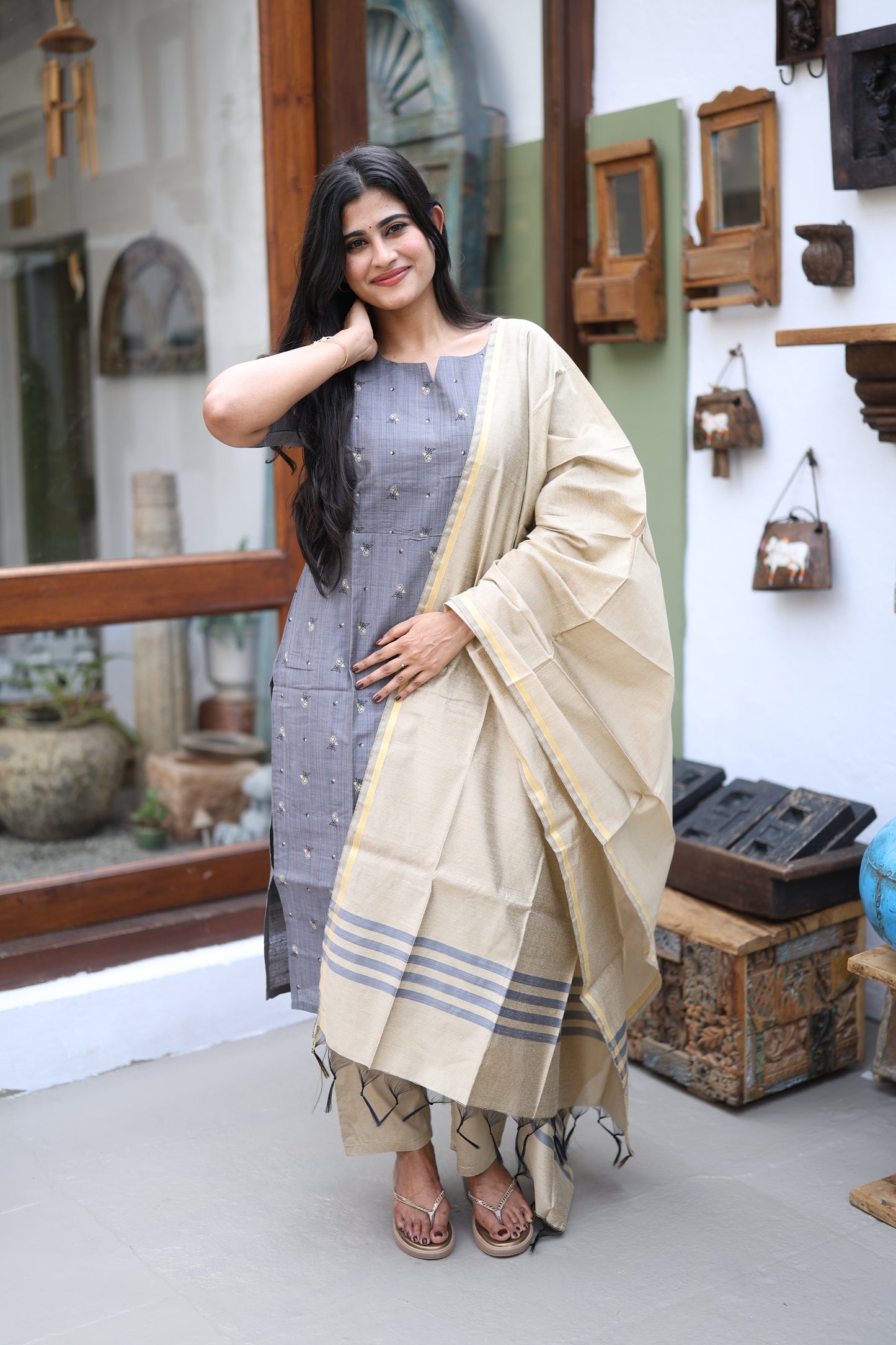 Premium Raw Silk Printed Salwar Set-(Top,Bottom,Duppatta)- Feeding FC0298