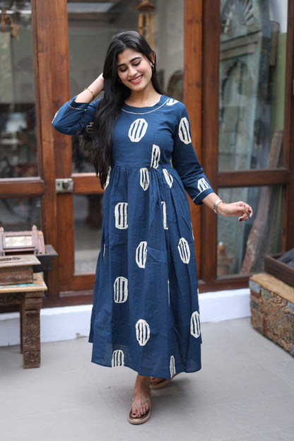 Pure cotton Maxi with lining-Budget Buy ( Feeding/Non Feeding)FC0046( Dark Navy)
