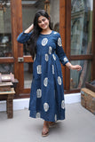 Pure cotton Maxi with lining-Budget Buy ( Feeding/Non Feeding)-B016 ( Dark Navy)