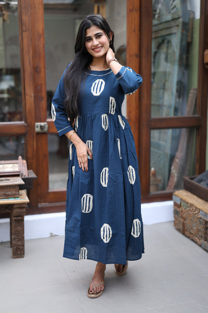 Pure cotton Maxi with lining-Budget Buy ( Feeding/Non Feeding)FC0046( Dark Navy)