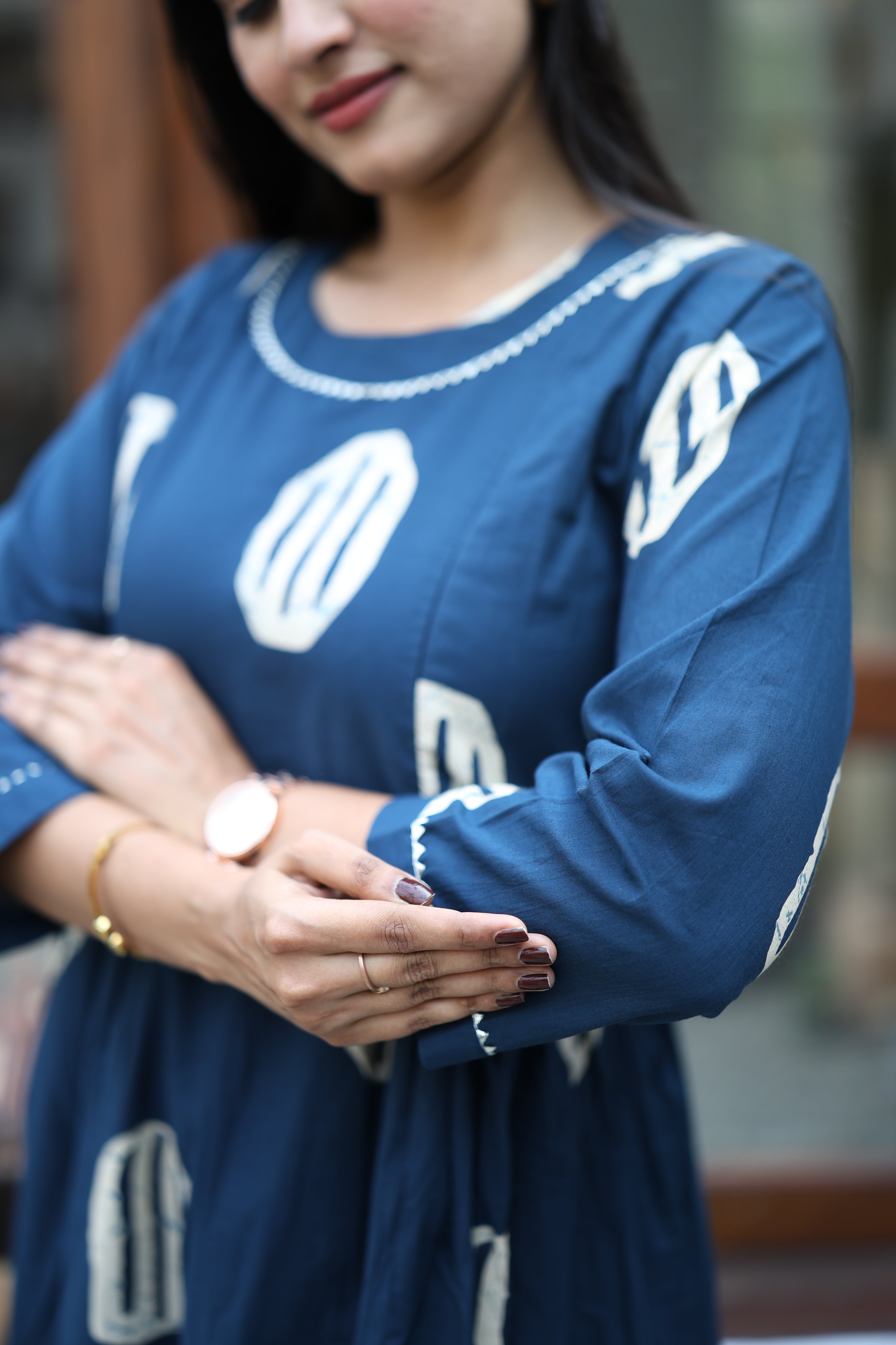 Pure cotton Maxi with lining-Budget Buy ( Feeding/Non Feeding)-B016 ( Dark Navy)