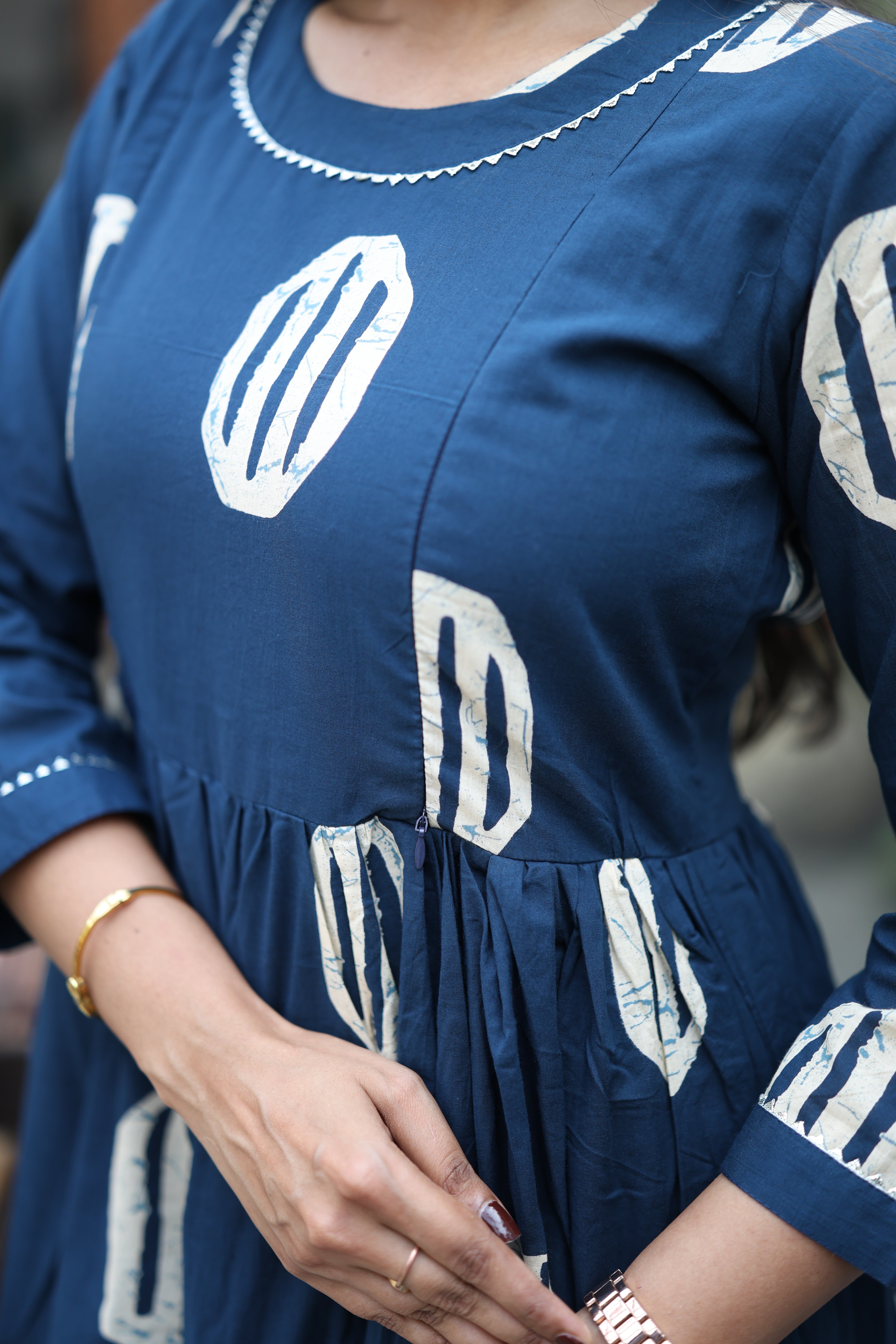 Pure cotton Maxi with lining-Budget Buy ( Feeding/Non Feeding)-B016 ( Dark Navy)