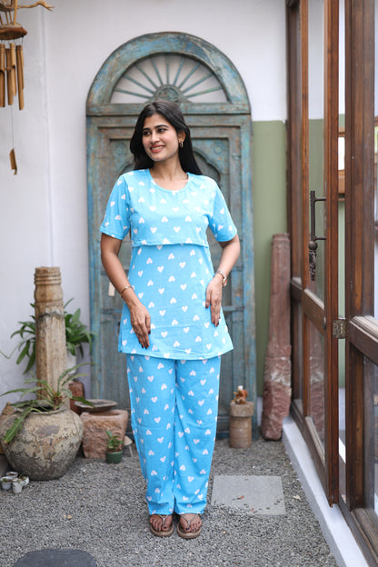 Feeding/Maternity - Hoseiry Cotton Pull up T shirt and Plazzo Set-TP010