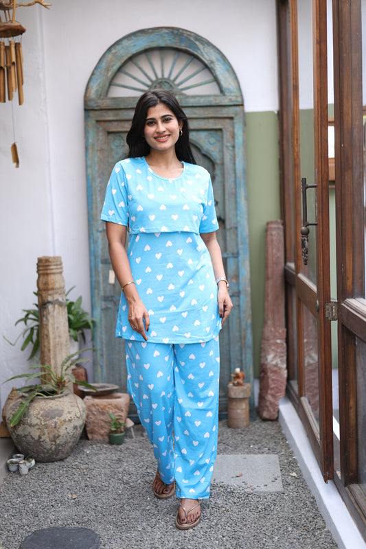 Feeding/Maternity - Hoseiry Cotton Pull up T shirt and Plazzo Set-TP010