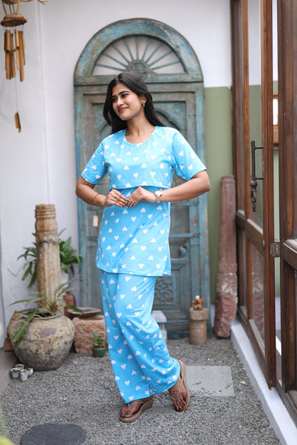 Feeding/Maternity - Hoseiry Cotton Pull up T shirt and Plazzo Set-TP010