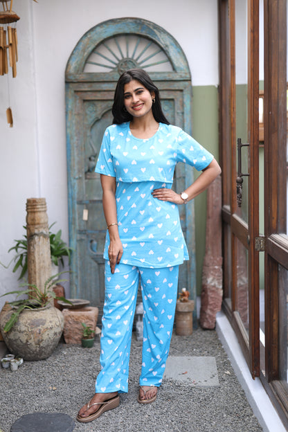 Feeding/Maternity - Hoseiry Cotton Pull up T shirt and Plazzo Set-TP010