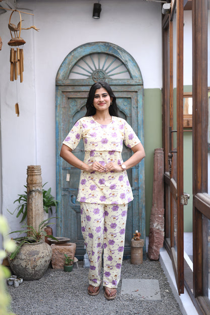Feeding/Maternity - Hoseiry Cotton Pull up T shirt and Plazzo Set-TP009